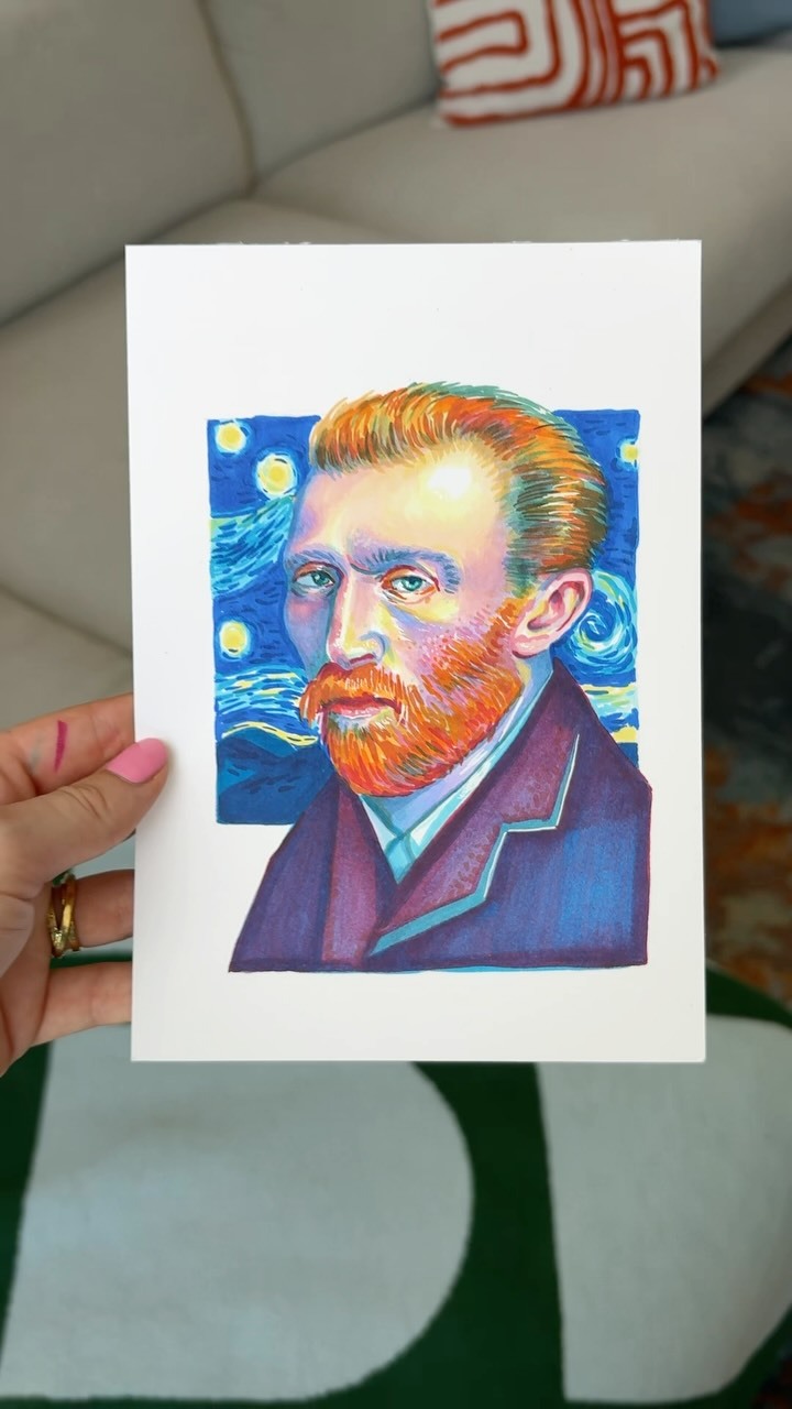 inspired by the van Gogh x Rembrandt immersive lightshow in Amsterdam @vangoghandrembrandt ⭐️ it looks absolutely stunning! #vangogh#amsterdam#amsterdamtips#art#artist#painter#drawing#vangoghmuseum#vangoghart#diy#sketchbook#markerart #alcoholmarker#vangoghandrembrandt